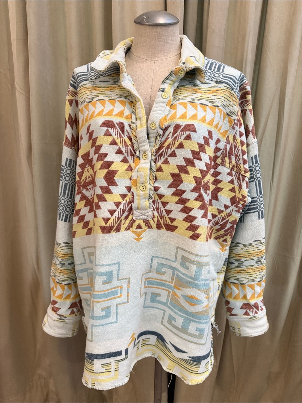 WE THE FREE Free People XL Southwestern Button Pullover sweater shirt